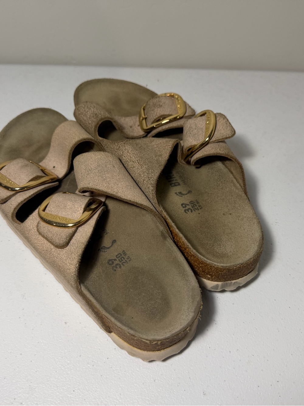 Birkenstock Arizona Big Buckle Taupe Suede Sandals Women’s 39 US 8 - Picture 3 of 8